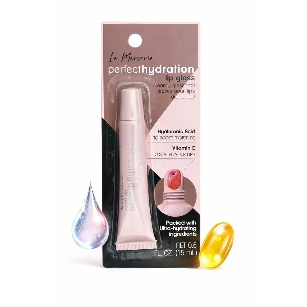 Le Mercerie Perfect Hydration Lip Gloss Hyaluronic Acid Vitamin E 0.5oz